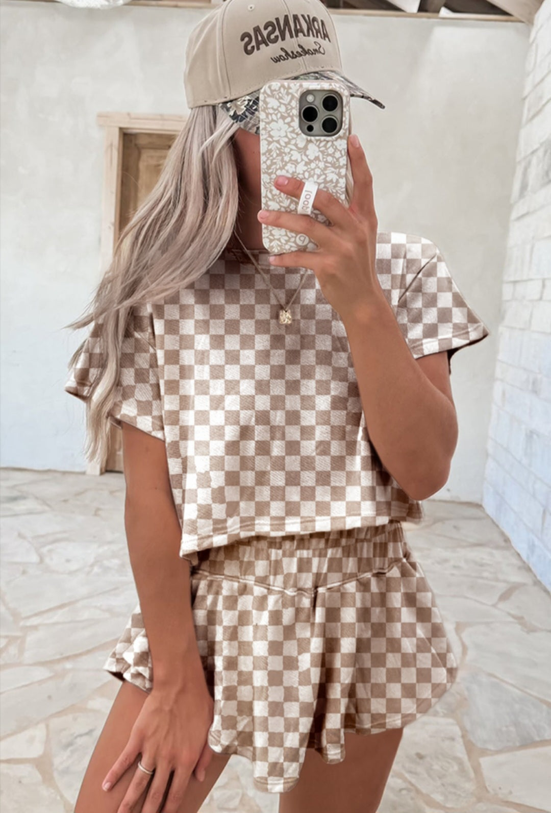 Brown Checkerd 2 piece set