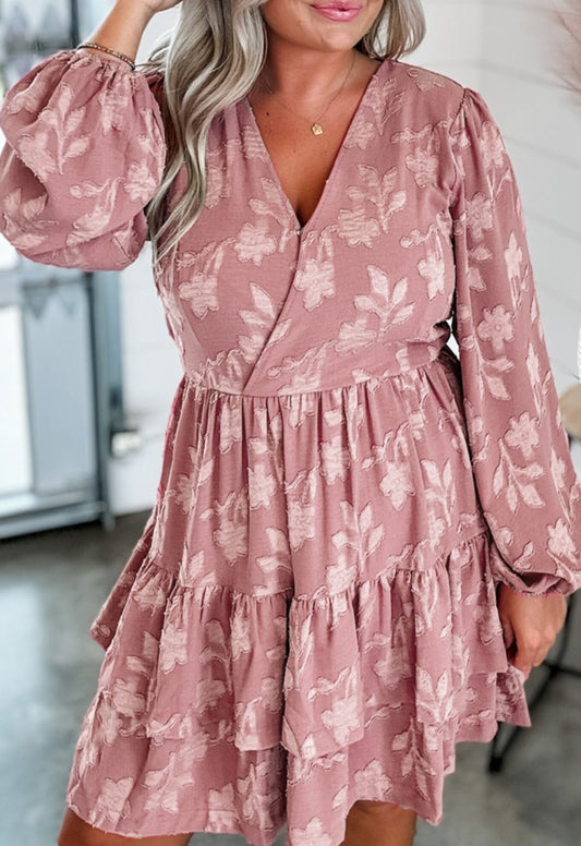 PRE ORDER PLUS SIZE PEACH BLOSSOM RUFFLED DRESS