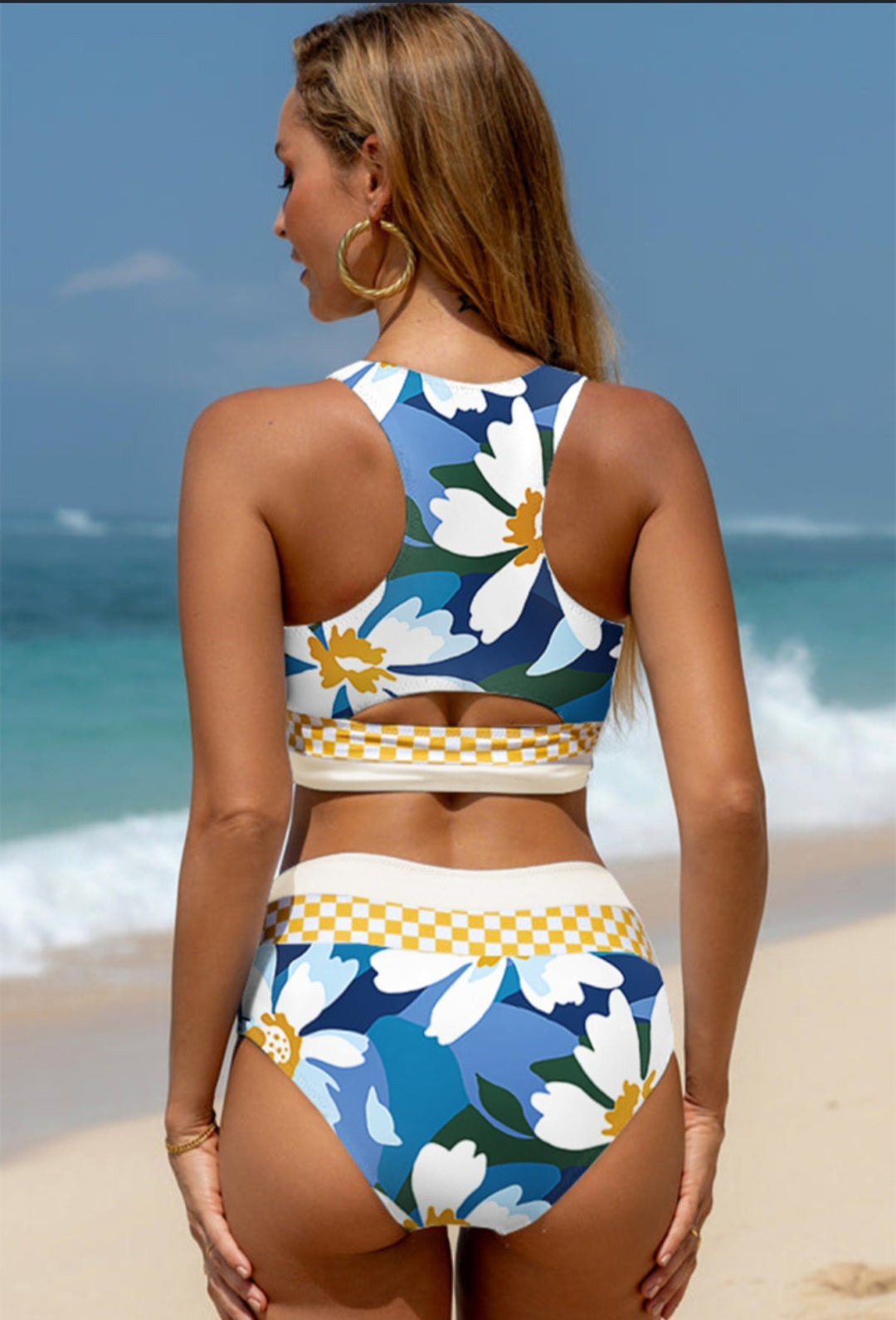 Green floral 2pc bikini set!
