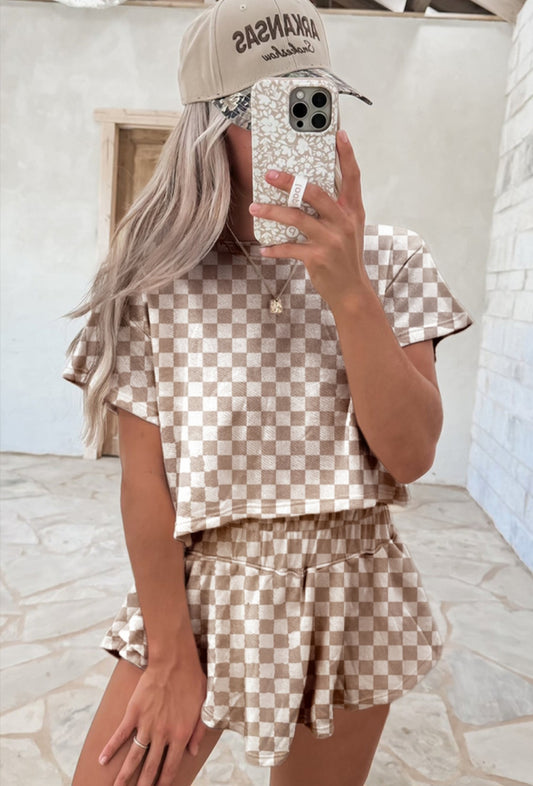 Brown Checkerd 2 piece set